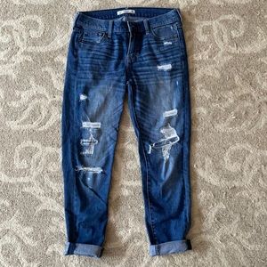 Distressed boyfriend jeans